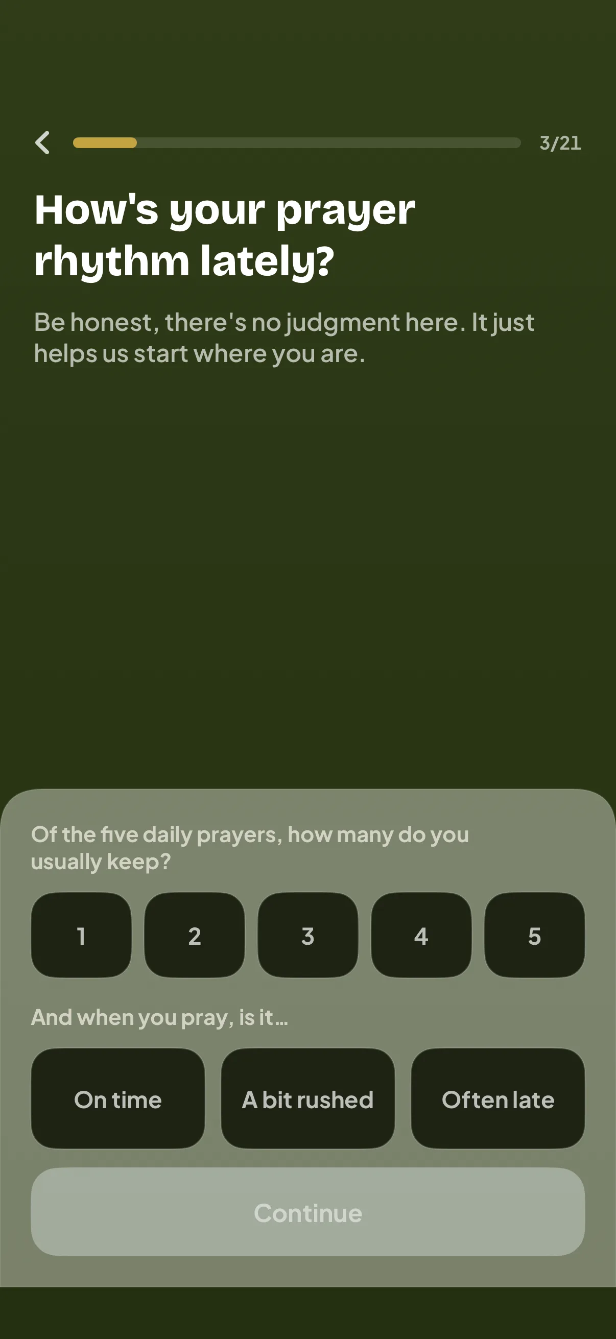 Onboarding — naming your prayer reality