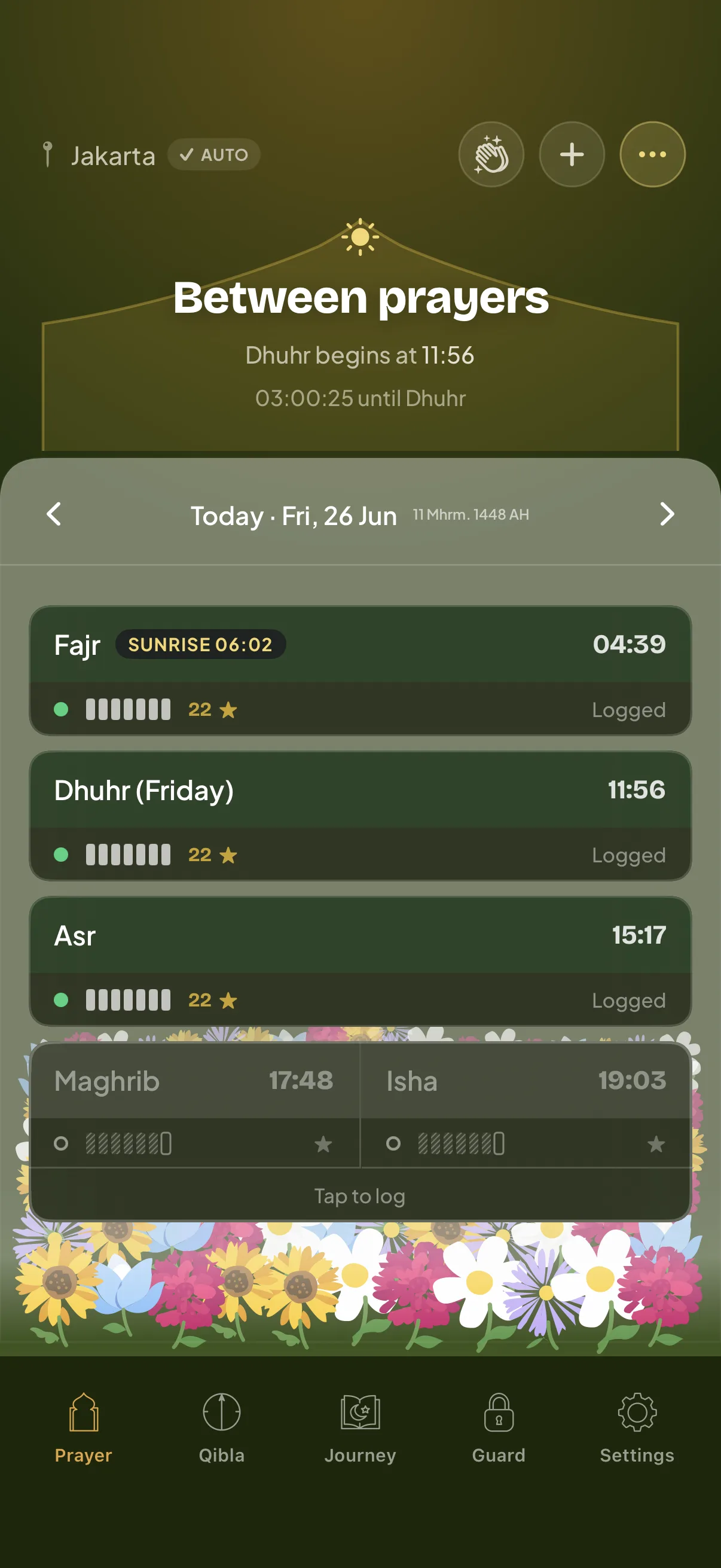 Adaptive prayer card — Travel mode merge